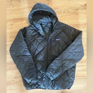 Patagonia Black Hooded Puffy Bomber Jacket